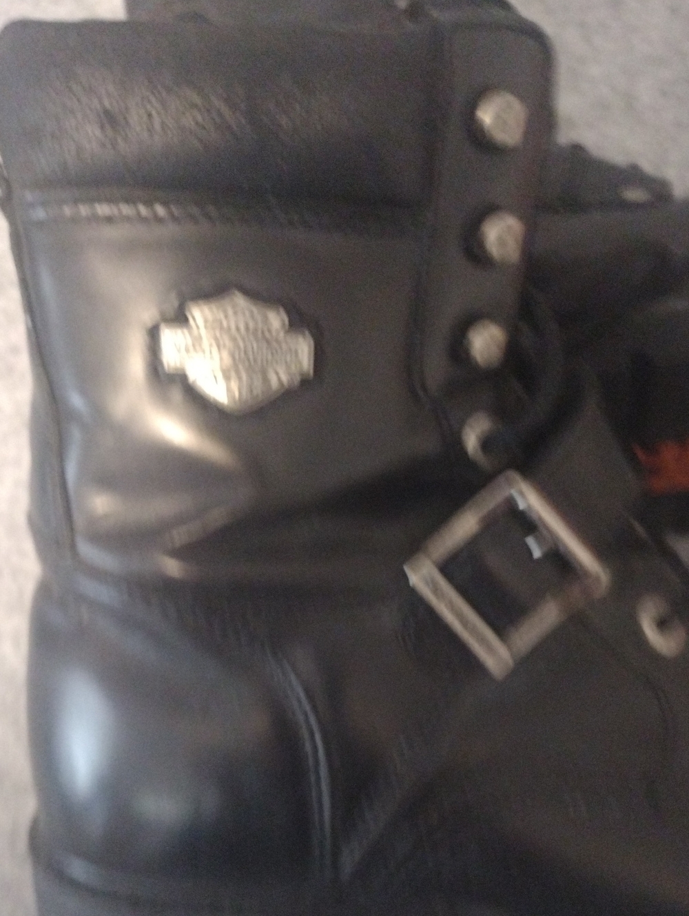 Harley-Davidson Black Leather Lace-Up Boot with Buckle